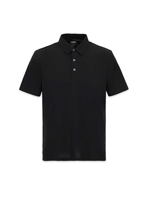Kiğılı Polo Yaka Regular Fit İpek Karışımlı Dikişsiz Örme Tişört