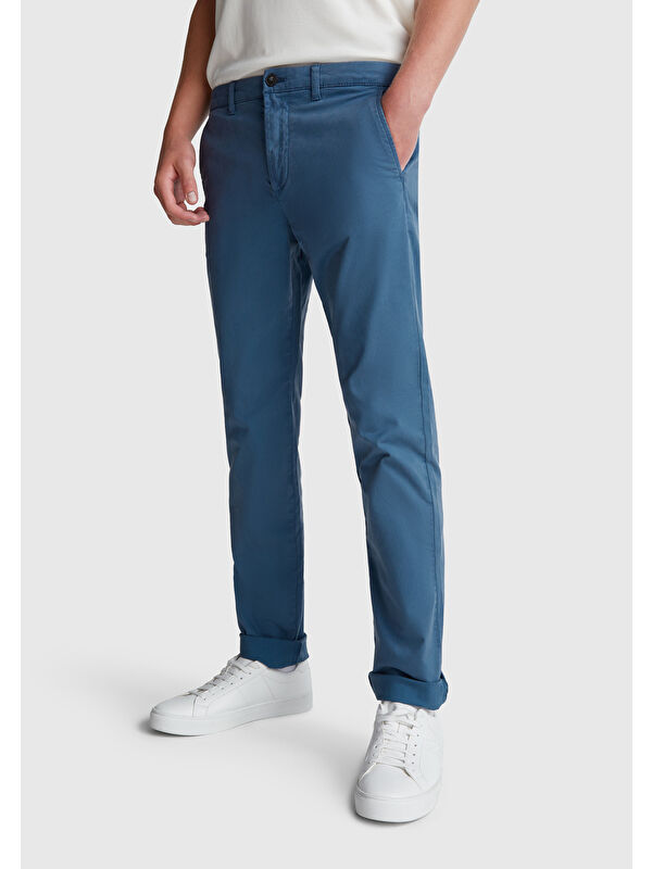 United Colors Of Benetton Erkek Havacı Mavi Slim Fit Chino Pantolon