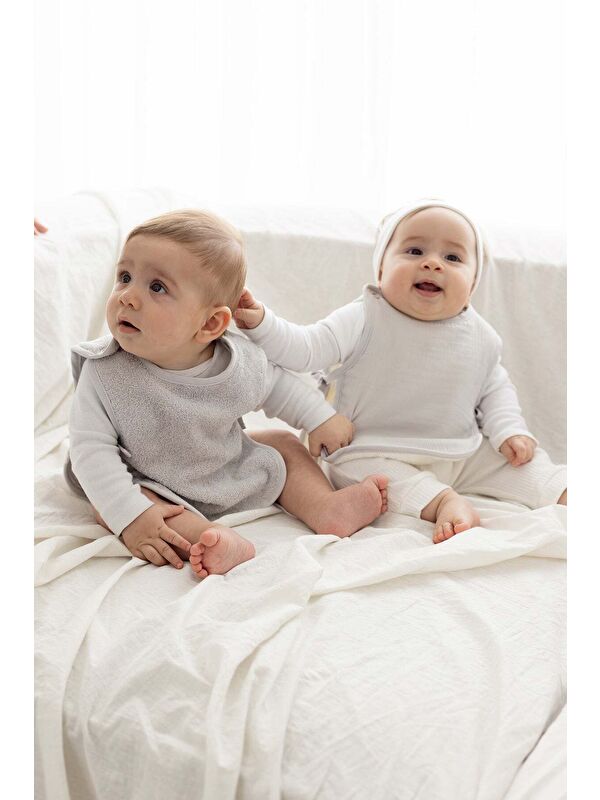 İrya Colors of Joy 2'li Organik Pamuk Müslin Bebek Önlük Seti Gri