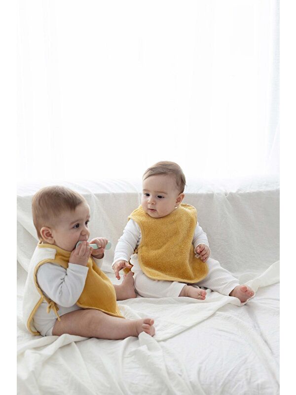 İrya Colors of Joy 2'li Organik Pamuk Müslin Bebek Önlük Seti Hardal