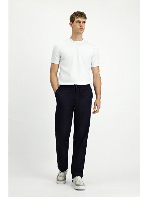 Kiğılı Techno-Line Relaxed Fit Rahat Kesim Beli Lastikli İpli Elastanlı Klasik Kumaş Pantolon