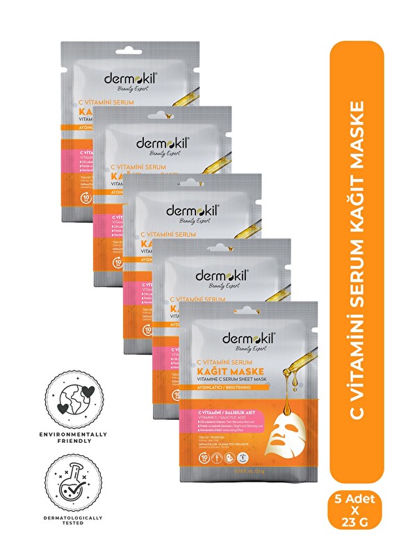 Dermokil C Vitamini Serum İçeren Kağıt Yüz Maskesi x 5 Adet