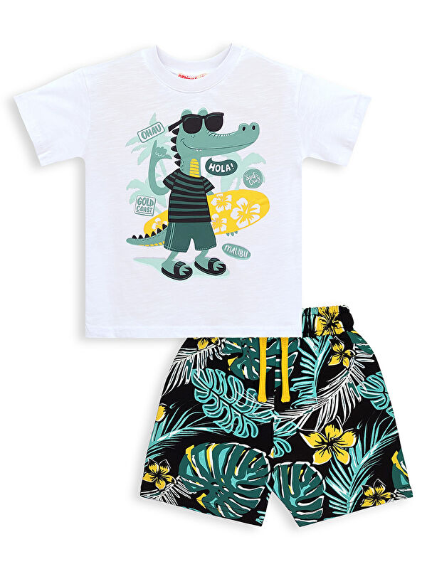 Denokids Tropik Erkek Çocuk T-shirt Şort Takım