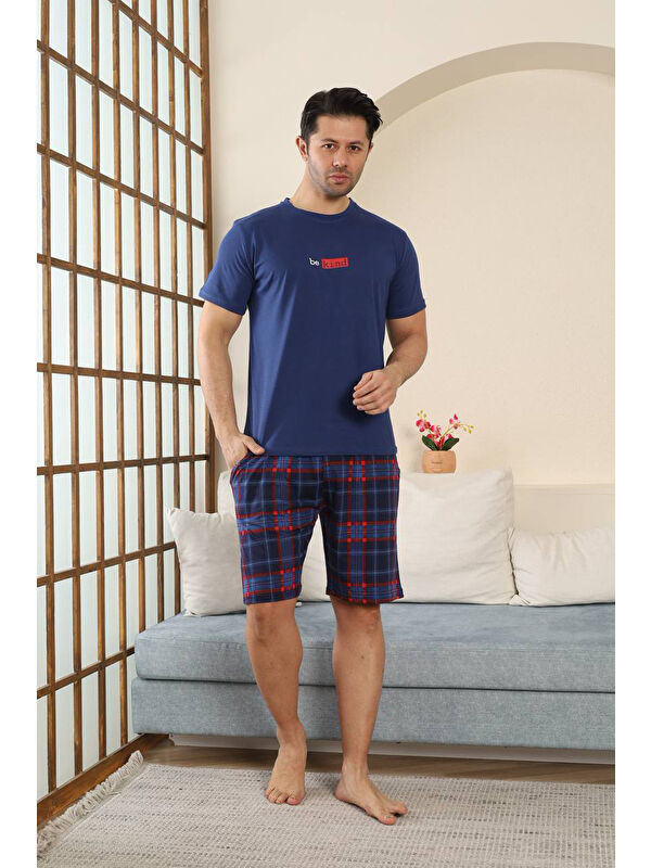 SEBOTEKS %100 Pamuklu Kısa Kollu Cepli Erkek Şortlu Pijama Takımı 2015