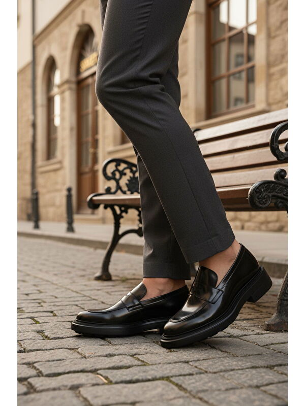 Ayakmod Siyah Ayakmod Açma Hakiki Deri Erkek Casual Ayakkabı 3254 M