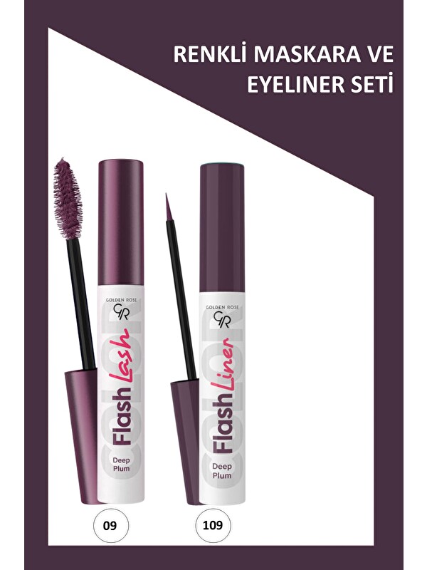 GOLDEN ROSE Flash Lash Mürdüm Maskara ve Flash Liner Makyaj Seti