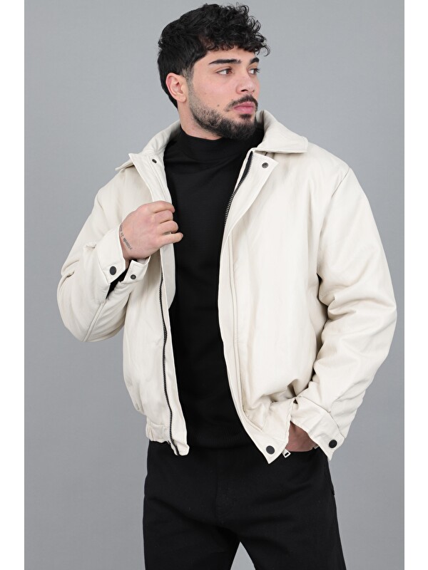 Stilkombin Kışlık Dolumlu İçi Kürklü Oversize Suni Deri Görünümlü Mont KMD_50502