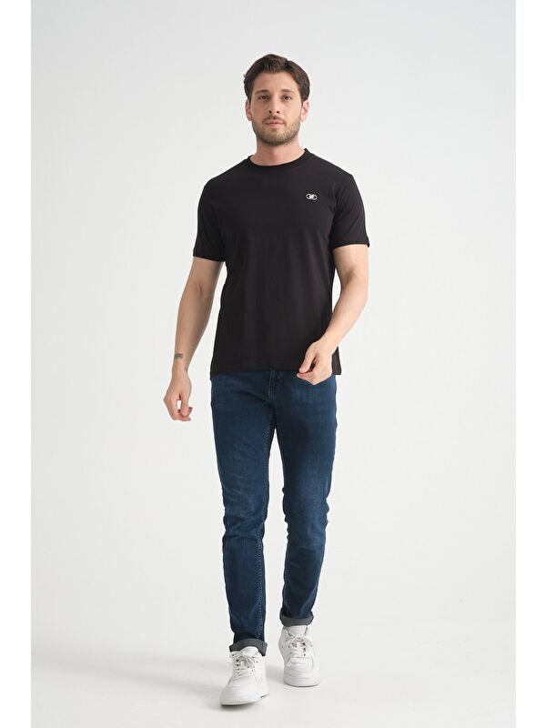 Shooter Sportswear Siyah  Erkek Tişört Nefes Alabilen Esnek Pamuklu Kumaş Regular Kalıp Minimal Logolu