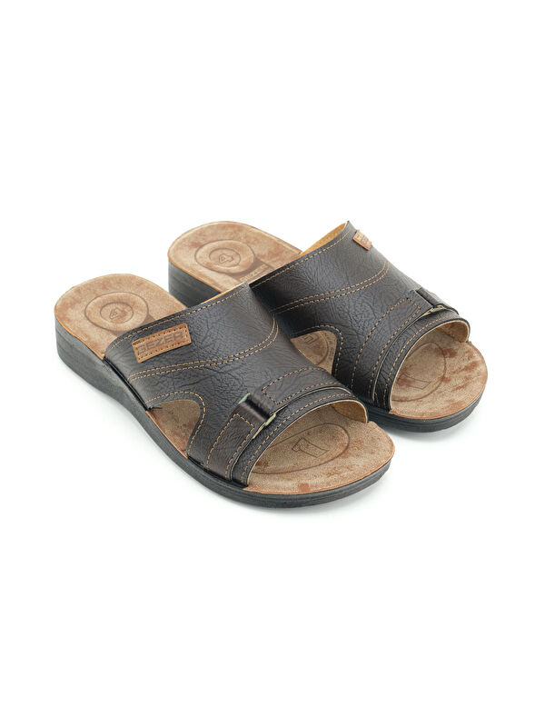 Erkek Yazlık PU Taban Suni Deri Koleksiyon Rahat Taban Günlük Terlik - Görsel 4