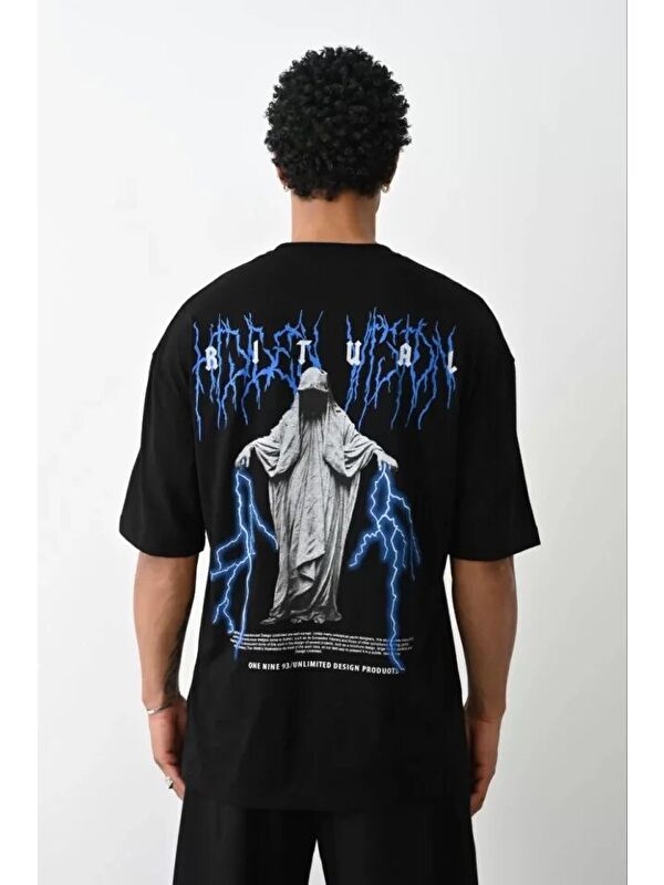 Jane's Unisex Baskılı Oversize T-Shirt - Siyah