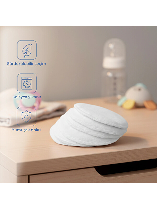 Babyjem Yıkanabilir Süper Emici Tekrar Kullanımlı Pamuklu Göğüs Pedi 6 Adet