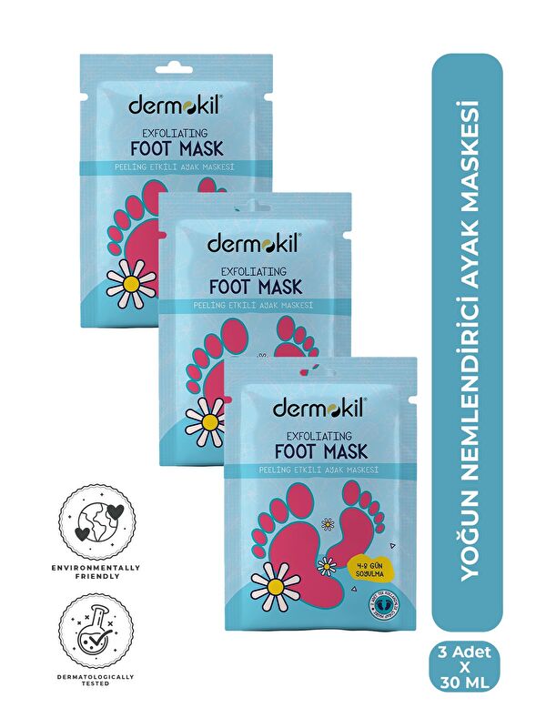 Dermokil Peeling Etkili Çorap Tipi Soyulabilir Ayak Maskesi 30 ml x 3 Adet