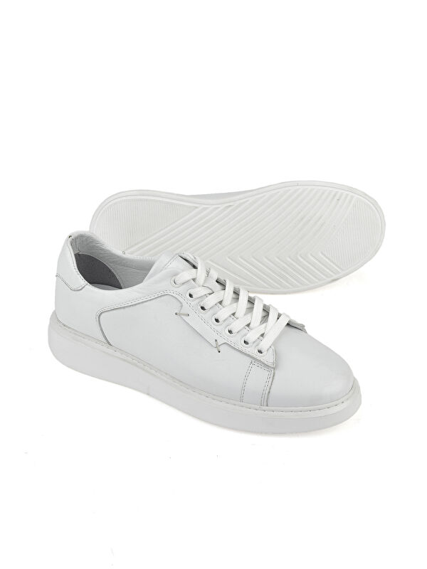 Erkek Hakiki Deri Sneaker 151423Z512 Beyaz - Görsel 5
