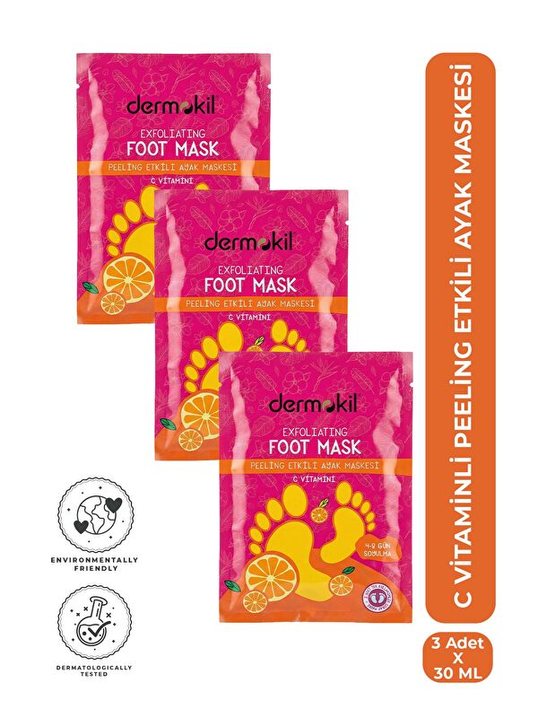 Dermokil C Vitaminli Peeling Etkili Soyulabilen Ayak Maskesi 30 ml x 3 Adet
