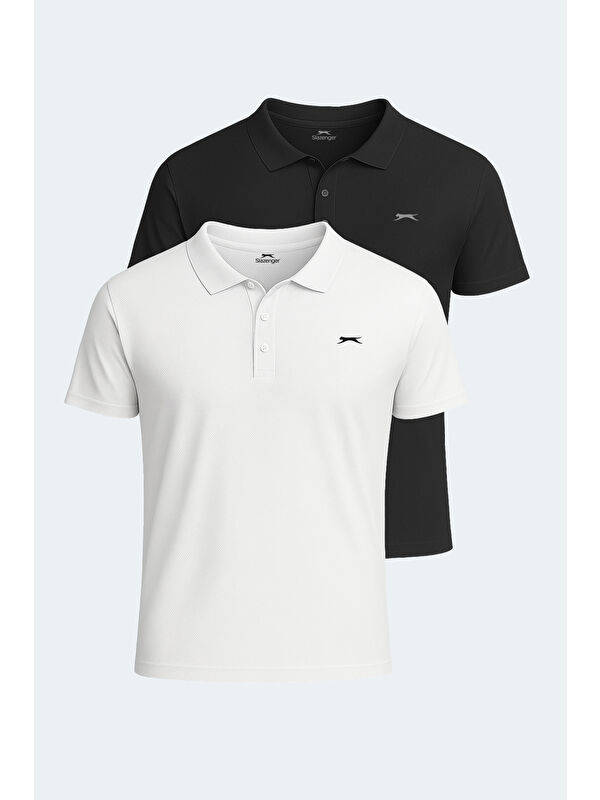 SLAZENGER SLOAN 2 li Set Erkek Beyaz - Siyah Tişört