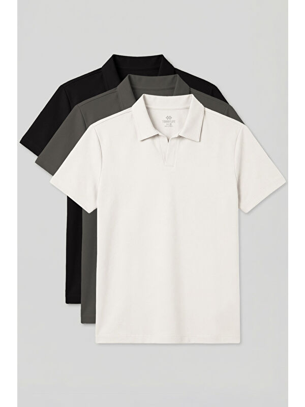Tommylife Rahat Form Polo Yaka 3'lü Paket Erkek Tişört - 88496