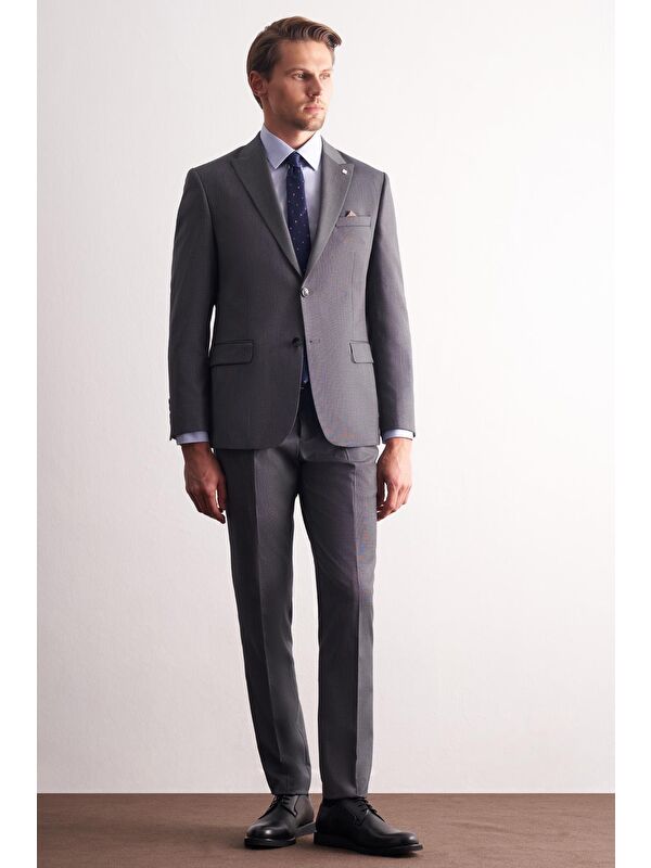 İMZA Haki Kırlangıç Yaka Kendinden Desenli Esnek Bel Slim Fit 6 Drop Takım Elbise 1001255168