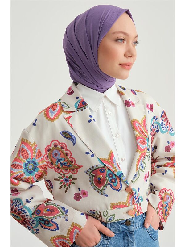 ARMİNE Beli Tokalı Desenli Ceket 24Y5407 Pembe