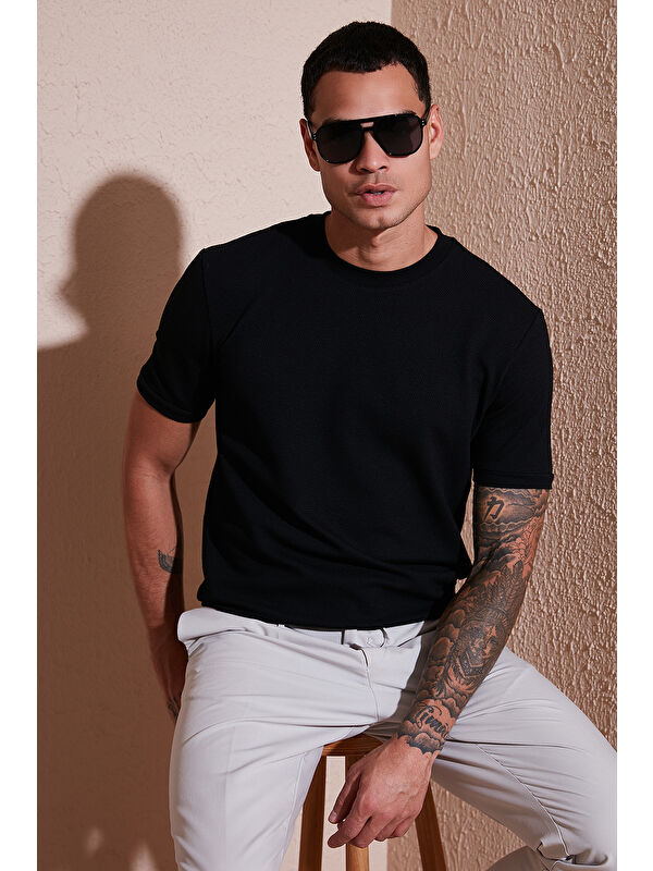 Buratti Streç Pamuklu Slim Fit Sıfır Yaka Tişört 5902639