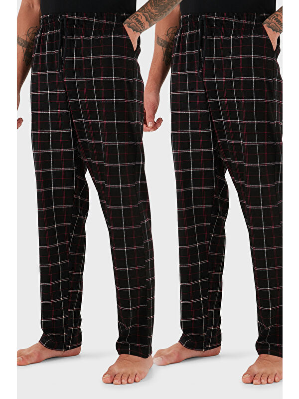 Buratti Pamuklu Regular Fit Normal Bel Düz Paça Cepli 2'li Paket %100 Pamuk Pijama Altı 6574003S2