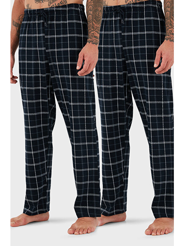Buratti Pamuklu Regular Fit Normal Bel Düz Paça Cepli 2'li Paket Pijama Altı 6574003S2