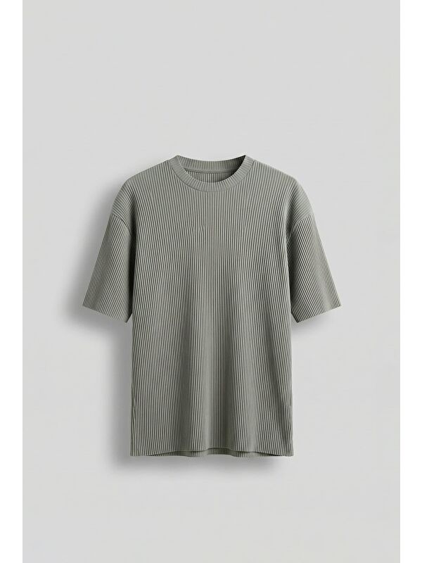 Abluka Online Erkek Oversize Çizgi Desenli Esnek Ve Hafif Rahat Yazlık T-Shirt Mint
