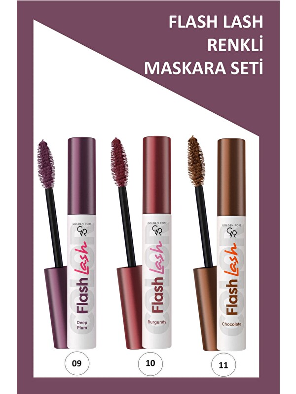 GOLDEN ROSE Flash Lash Renkli Maskara Seti No: 09-10-11