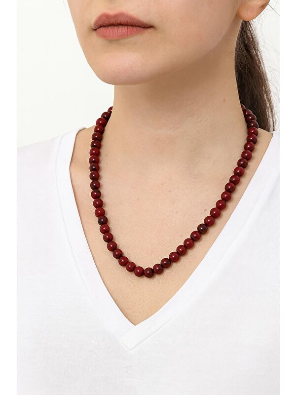 New Obsessions Bordo Boncuklu Kadın Kolye