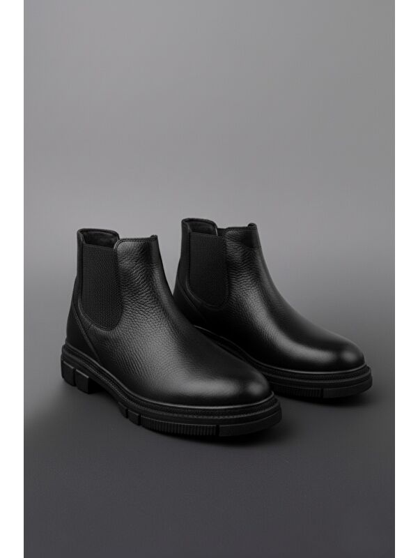 HARD Hakiki Deri Kalın Taban Erkek Kışlık Chelsea Bot - Görsel 2