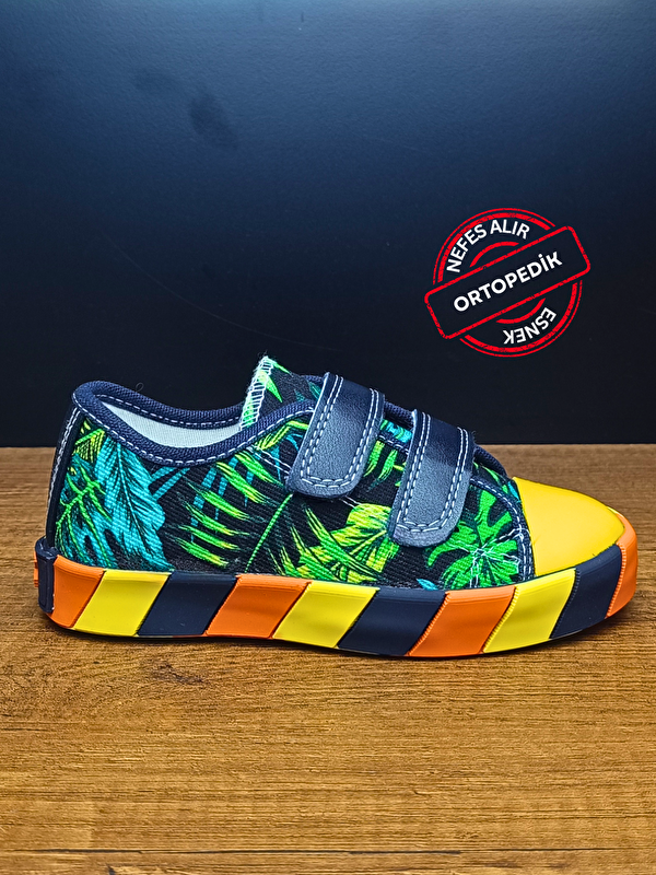 Yaprak Desenli Kanvas Yazlık Erkek Çocuk Sneakers - Görsel 3