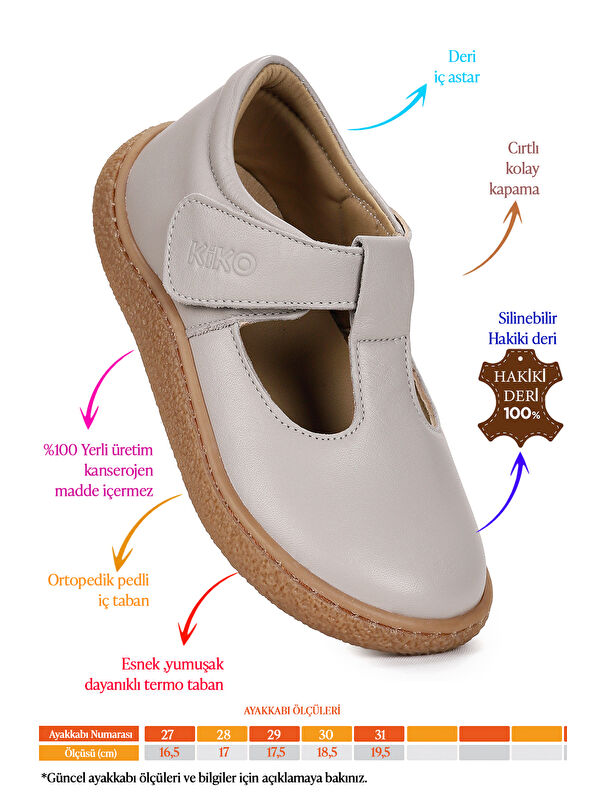 Kiko Kids Beyaz Kiko Kids Lija %100 Deri Günlük Kız Çocuk Babet Ayakkabı
