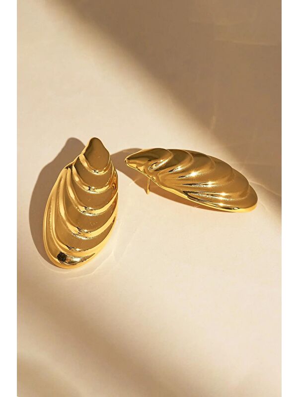 New Obsessions Midye Gold Kadın Çelik Küpe