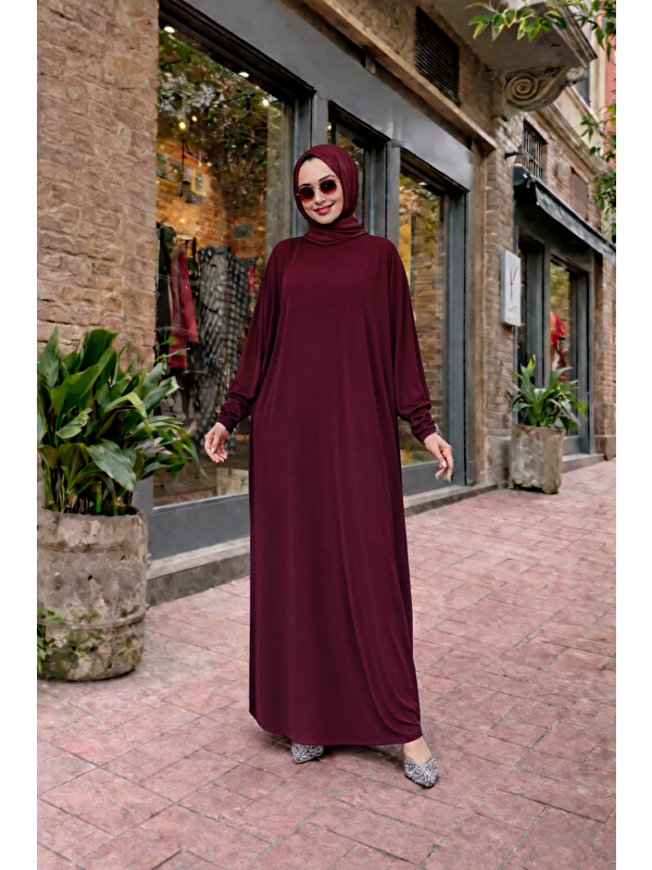 Comstar Kadın Premium Comfort Uzun Bordo Elbise