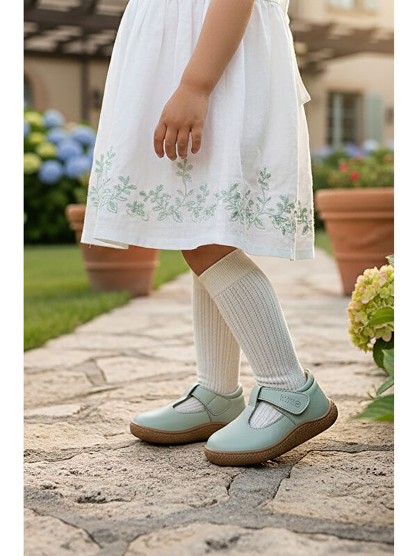 Kiko Kids Beyaz Kiko Kids Lija %100 Deri Günlük Kız Bebek Babet Ayakkabı