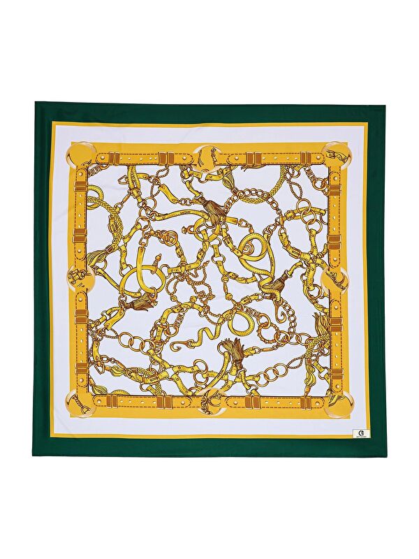 QEF Desenli Twill İpek Eşarp Aglae