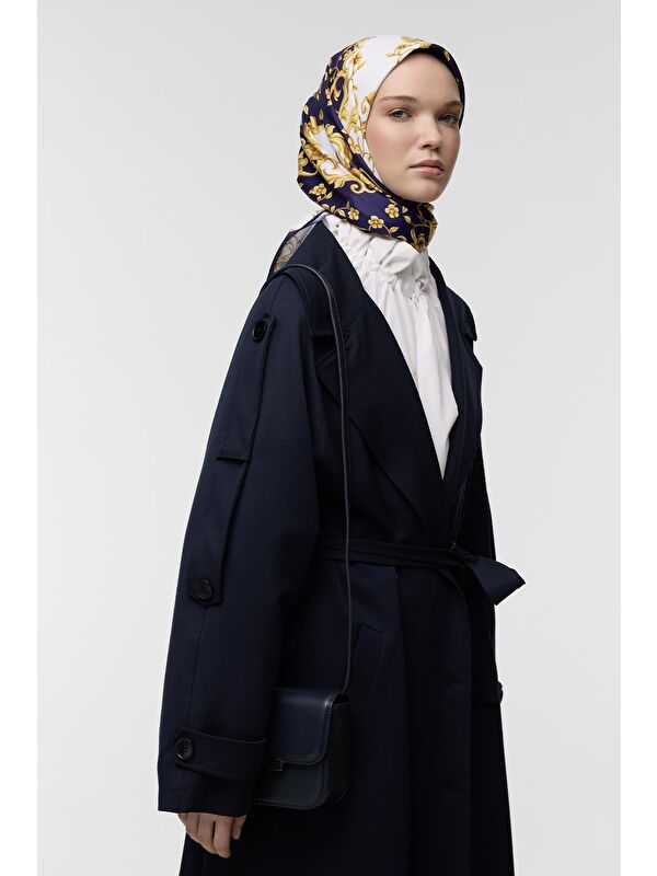 QEF Desenli Twill İpek Eşarp Lea