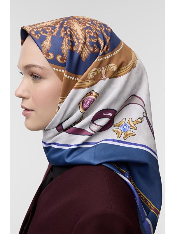 QEF Desenli Twill İpek Eşarp Emily