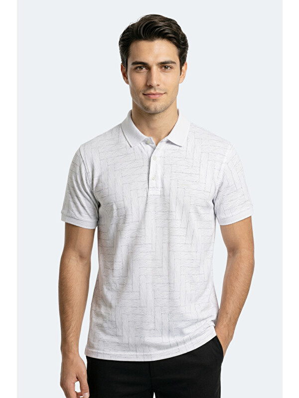 SLAZENGER ZANY Erkek Polo Yaka Beyaz Tişört