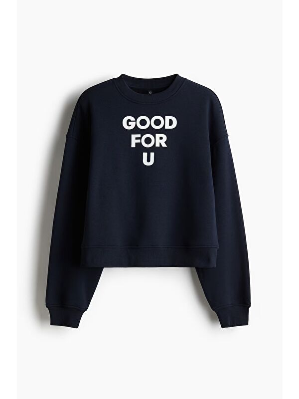 carla10 Good For U Baskılı Oversize Üç İplik Kadın Sweatshirt