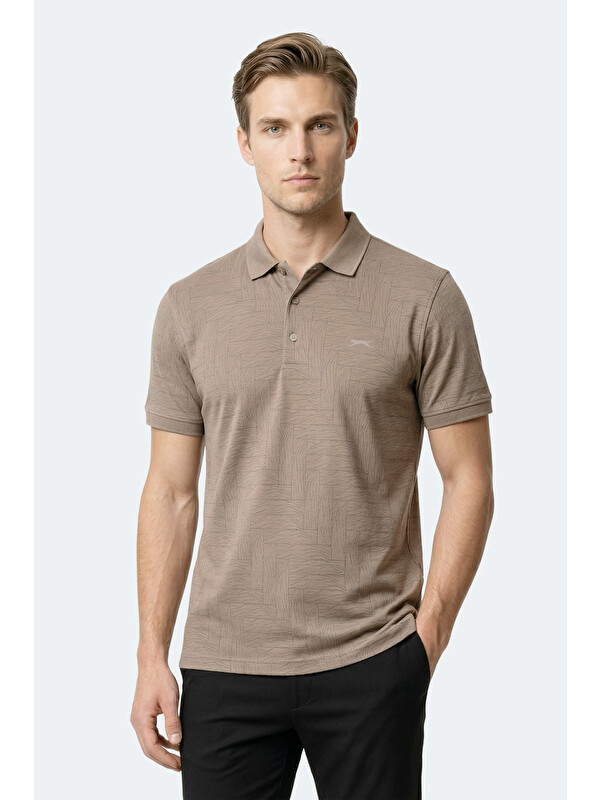SLAZENGER ZANY Erkek Polo Yaka Vizon Tişört