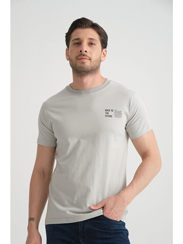 Shooter Sportswear Gri Shooter Erkek Pamuklu T-Shirt Premium Kalite Minimal Tasarım Regular Kalıp