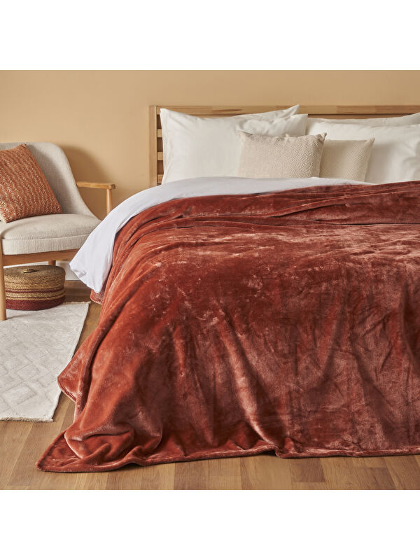 Bella Maison Shelly Wellsoft Çift Kişilik Battaniye Kiremit (200x220 cm)