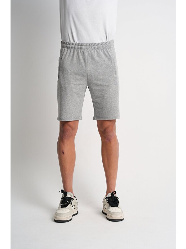 Shooter Sportswear Erkek  Regular Fit İki İplik Fermuar Cepli Pamuklu Şort