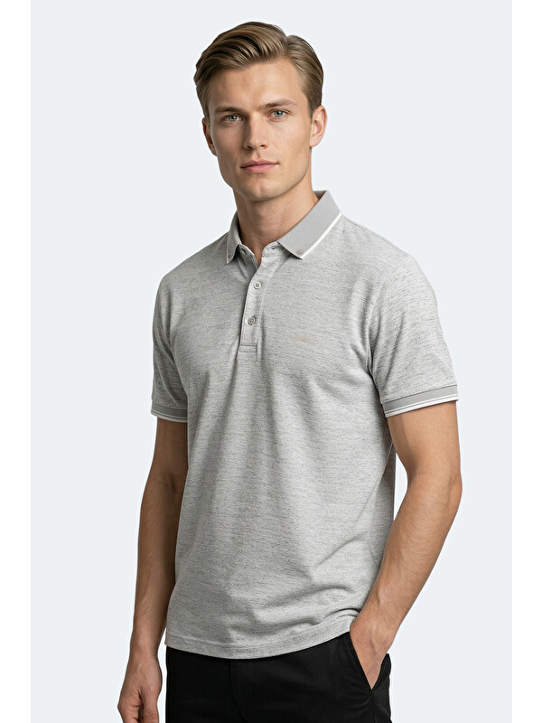 SLAZENGER ZERU Erkek Polo Yaka Gri Tişört