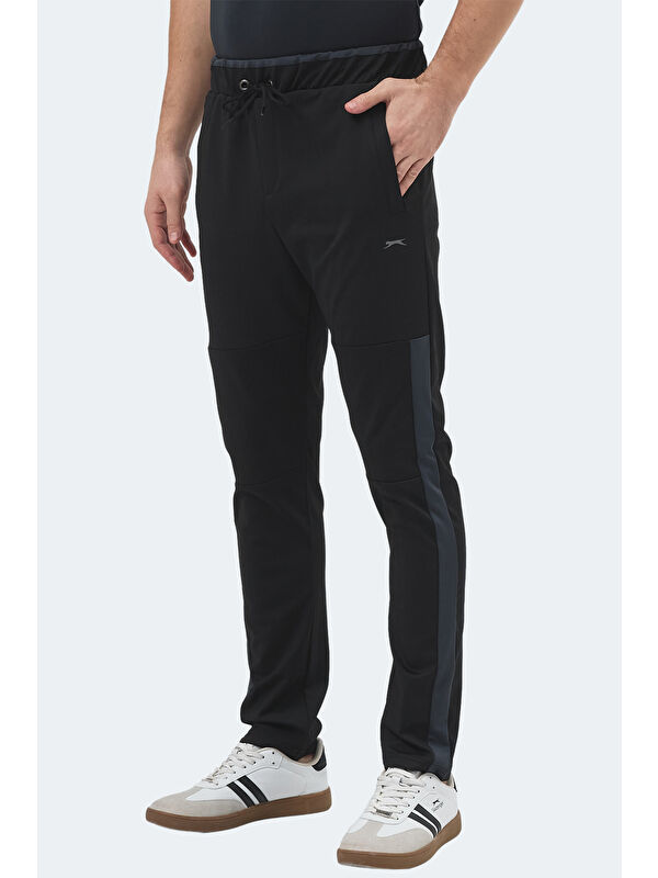 SLAZENGER OXFORD I Erkek Fermuar Cepli Siyah Eşofman Altı
