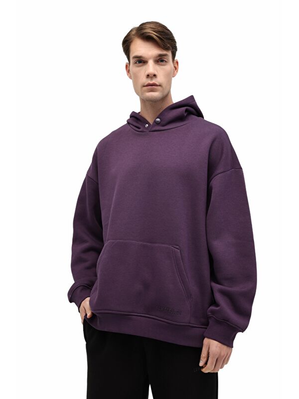Lumberjack MB ROS 17HS109 5PR Mor Erkek Kapüşonlu Sweatshirt