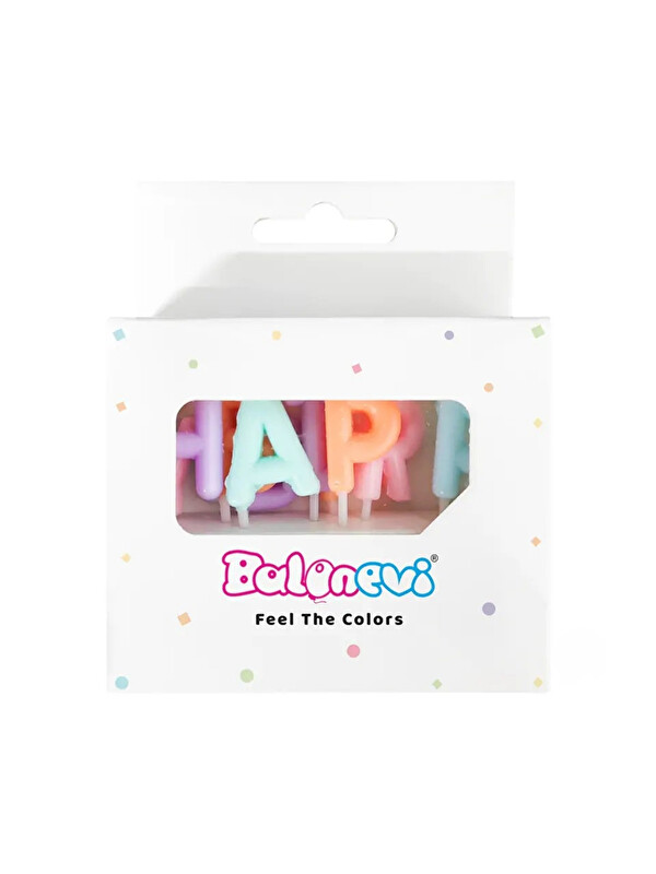 Le Mabelle Çok Renkli  Makaron Happy Birthday Harf Mum Set