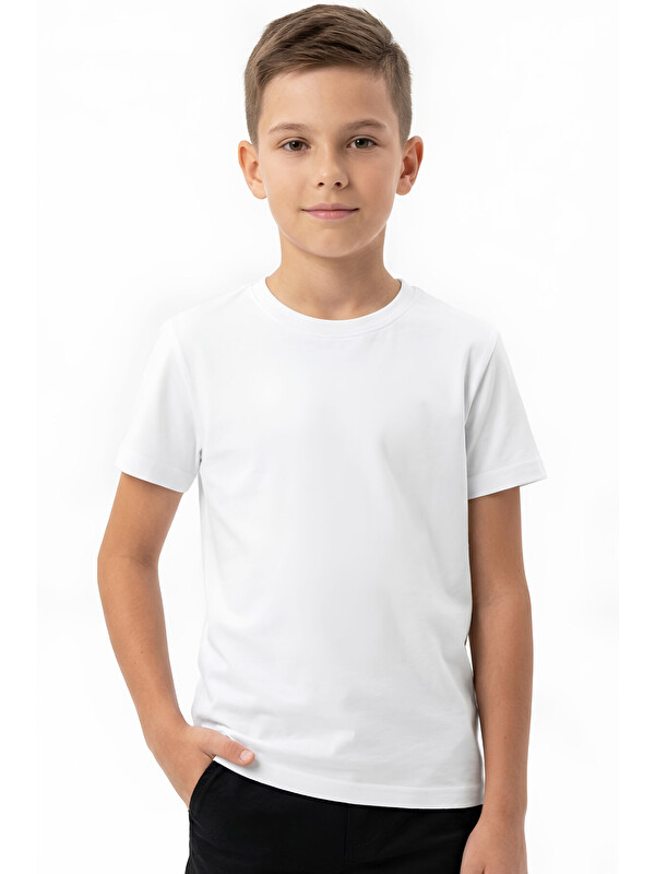 Modanino Erkek Çocuk Geniş Kalıp Basic T-Shirt 6-14 Yaş 12689DS