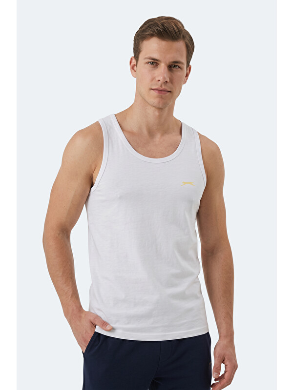 SLAZENGER HOKEY Erkek Slim Fıt Kolsuz Beyaz Atlet