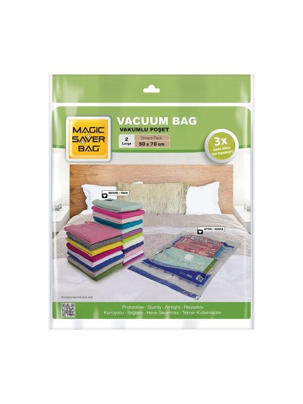 Magic Saver Bag 2'li Large Vakumlu Poşet Seti